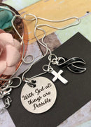 Black Ribbon Necklace - With God All Things are Possible - Rock Your Cause Jewelry