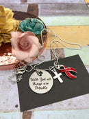 Red Ribbon Charm Necklace - With God All Things are Possible - Rock Your Cause Jewelry