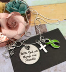 Lime Green Ribbon Necklace - With God All Things are Possible - Rock Your Cause Jewelry