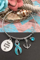 Light Blue Ribbon - Hope Anchors the Soul Charm Bracelet - Rock Your Cause Jewelry