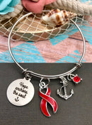 Red Ribbon Charm Bracelet - Hope Anchors the Soul - Rock Your Cause Jewelry