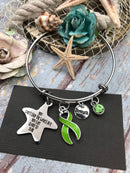 Lime Green Ribbon Necklace - You Can't Stop the Waves But You Can Learn To Surf - Rock Your Cause Jewelry