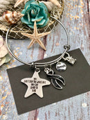 Black Ribbon Charm Braclet - You Can't Stop the Waves, But You Can Learn to Surf - Rock Your Cause Jewelry