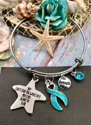 Light Blue Ribbon Bracelet - You Can't Stop The Waves / Learn To Surf - Rock Your Cause Jewelry