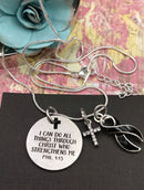 Black Ribbon Necklace - I Can Do All Things Through Christ Phil 4:13 - Rock Your Cause Jewelry