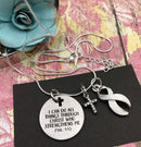White Ribbon Charm Necklace - I Can Do All Things Through Christ - Rock Your Cause Jewelry