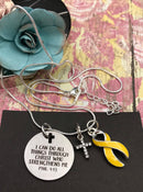 Yellow Ribbon Necklace - I Can Do All Things Through Christ Who Strengthens Me - Rock Your Cause Jewelry