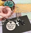 Black Ribbon Necklace - With God All Things are Possible - Rock Your Cause Jewelry