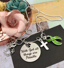Lime Green Ribbon Necklace - With God All Things are Possible - Rock Your Cause Jewelry