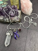 Violet Purple Ribbon Necklace - Healing Clear Quartz Crystal Pendant - Rock Your Cause Jewelry