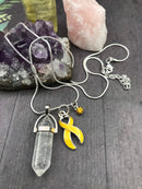 Yellow Ribbon Healing Quartz Crystal Necklace - Rock Your Cause Jewelry