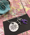 Purple Ribbon Necklace - I Can Do All Through Christ Who Strengthens Me - Rock Your Cause Jewelry