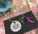 Pink Purple Teal (Thyroid) Ribbon - I Can Do All Things Through Christ - Rock Your Cause Jewelry