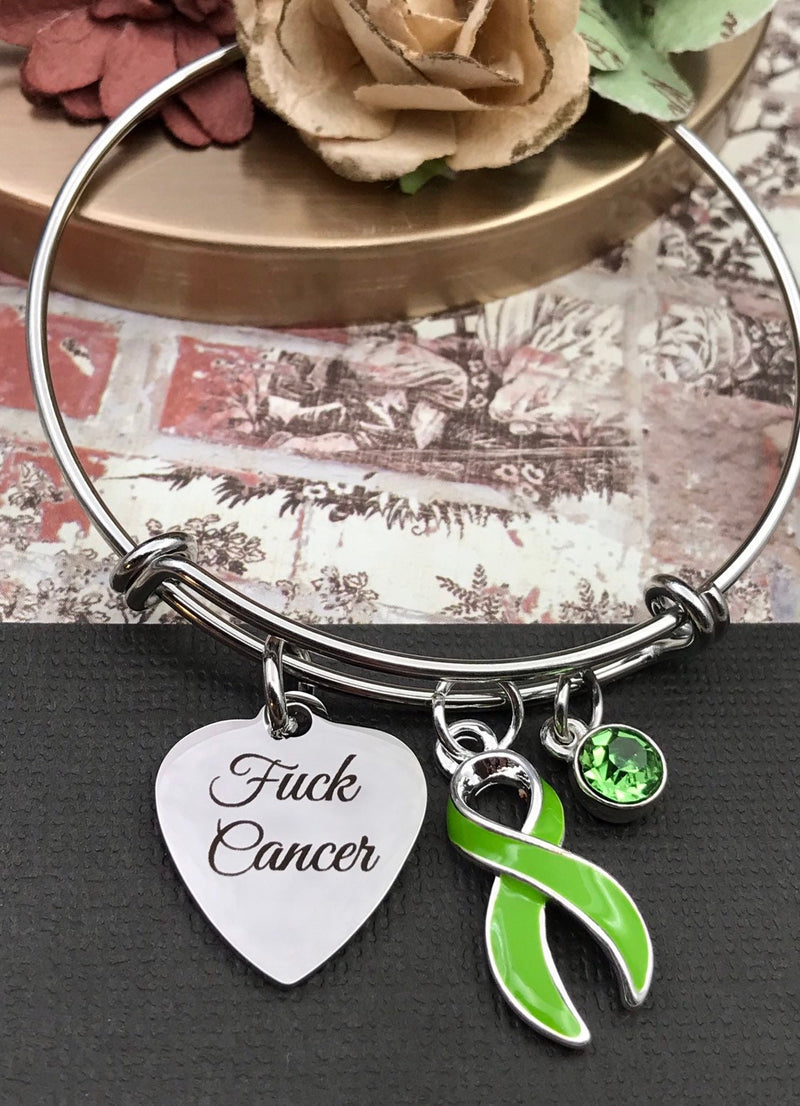 Lime Green Ribbon Fu** Cancer Bracelet - Rock Your Cause Jewelry