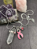 Pink Ribbon Healing Quartz Crystal Necklace - Rock Your Cause Jewelry