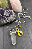 Yellow Ribbon Healing Quartz Crystal Necklace - Rock Your Cause Jewelry