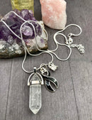 Black Ribbon Healing Quartz Crystal Pendant Necklace - Rock Your Cause Jewelry