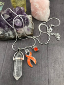 Orange Ribbon Healing Quartz Crystal Necklace - Rock Your Cause Jewelry