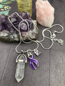 Purple Ribbon Healing Crystal Quartz Necklace - Rock Your Cause Jewelry