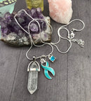 Light Blue Ribbon Healing Quartz Crystal Necklace - Rock Your Cause Jewelry