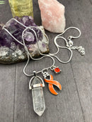 Orange Ribbon Healing Quartz Crystal Necklace - Rock Your Cause Jewelry
