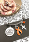 Orange Ribbon Charm Bracelet - She Is Strong / Proverbs 34:25 - Rock Your Cause Jewelry