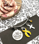 Yellow Ribbon She is Strong Charm Bracelet - Rock Your Cause Jewelry