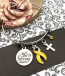 Yellow Ribbon She is Strong Charm Bracelet - Rock Your Cause Jewelry