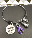 Purple Ribbon Charm Bracelet - She Needed a Hero, So That's What She Became - Rock Your Cause Jewelry