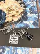 Black Ribbon Necklace - Let Your Faith be Bigger Than Your Fear Necklace - Rock Your Cause Jewelry