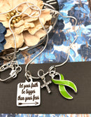 Lime Green Ribbon Necklace - Let Your Faith be Bigger Than Your Fear - Rock Your Cause Jewelry
