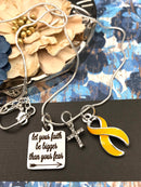 Gold Yellow Ribbon Necklace - Let Your Faith be Bigger Than Your Fear - Rock Your Cause Jewelry