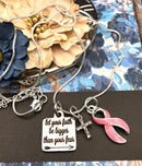 Pink Ribbon Necklace - Let Your Faith be Bigger Than Your Fear - Rock Your Cause Jewelry