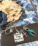 Teal Ribbon Necklace - Let Your Faith be Bigger Than Your Fear - Rock Your Cause Jewelry