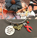 Red Ribbon Charm Bracelet - She Needed a Hero So That's What She Became - Rock Your Cause Jewelry