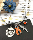 Orange Ribbon Charm Bracelet - Stronger Than The Storm - Rock Your Cause Jewelry