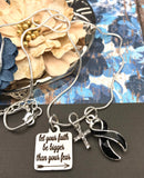 Black Ribbon Necklace - Let Your Faith be Bigger Than Your Fear Necklace - Rock Your Cause Jewelry