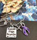 Purple Ribbon Necklace  - Let Your Faith be Bigger Than Your Fear - Rock Your Cause Jewelry