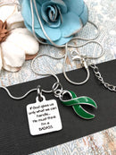 Green Ribbon Necklace -  If God Gives Us Only What We Can Handle - Rock Your Cause Jewelry