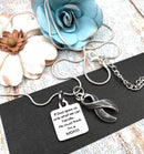 Gray (Grey) Ribbon Necklace -  If God Gives Us Only What We Can Handle, He Must Think I'm a BADASS - Rock Your Cause Jewelry