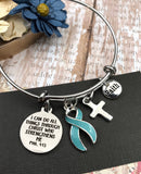 Light Blue Ribbon Charm Bracelet - Phil 4:13 I Can Do All Things Through Christ / Awareness Gift - Rock Your Cause Jewelry