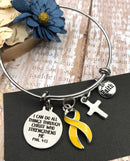 Yellow Ribbon Charm Bracelet - I Can Do All Things Through Christ Phil 4:13 - Rock Your Cause Jewelry