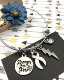 White Ribbon Charm Bracelet - Stronger than the Storm - Rock Your Cause Jewelry