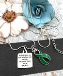 Green Ribbon Necklace -  If God Gives Us Only What We Can Handle - Rock Your Cause Jewelry