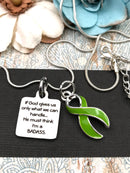 Lime Green Ribbon Awareness Necklace - If God Gives Us What We Can Handle - Rock Your Cause Jewelry