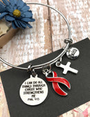 Red Ribbon Bracelet - I Can Do All Things Through Christ Phil 4:13 - Rock Your Cause Jewelry