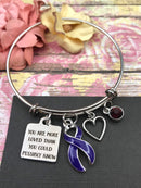 Violet Purple Ribbon Charm Bracelet - You Are More Loved Than You Could Possibly Know - Rock Your Cause Jewelry