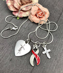Red & White Ribbon Faith Necklace - Rock Your Cause Jewelry