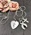 White Ribbon Faith Necklace - Rock Your Cause Jewelry