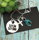 Teal Ribbon Necklace - Let Go Let God / Encouragement Gift - Rock Your Cause Jewelry
